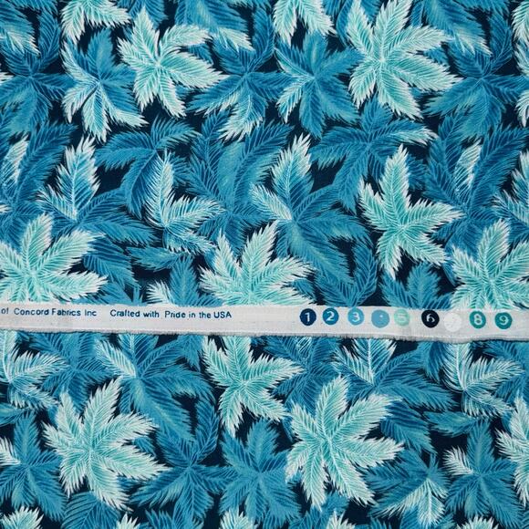 Blue & Teal Palm Fronds Fabric by The Kesslers for Andover Fabrics - 1/2 Yard - Picture 7 of 7